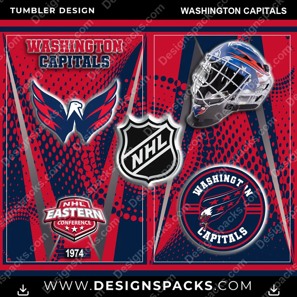 Ice Hockey Team Logo Washington Capitals NHL Hockey Tumbler Digital Wrap Design Download