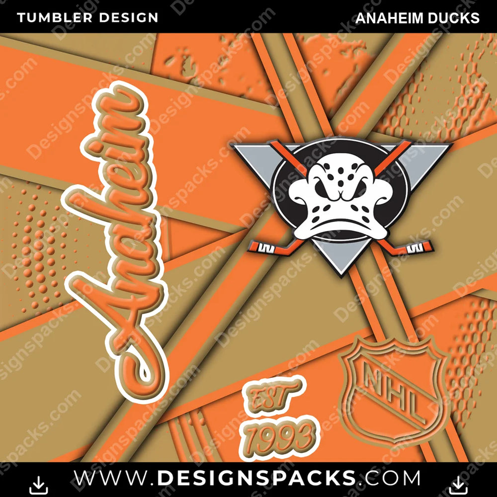 Ice Hockey Team Sport Anaheim Ducks NHL Hockey Tumbler Digital Wrap Design Download