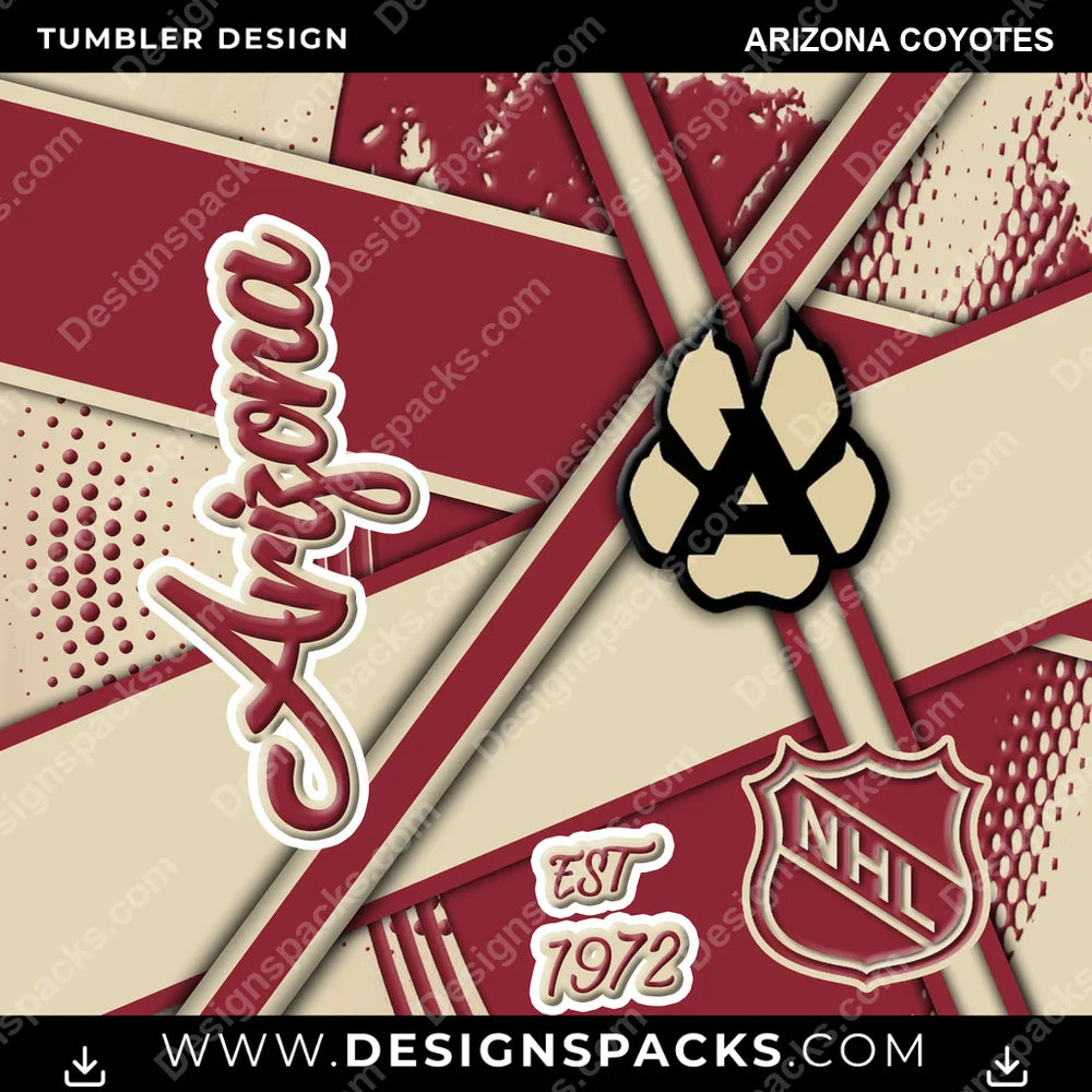 Ice Hockey Team Sport Arizona Coyotes NHL Hockey Tumbler Digital Wrap Design Download