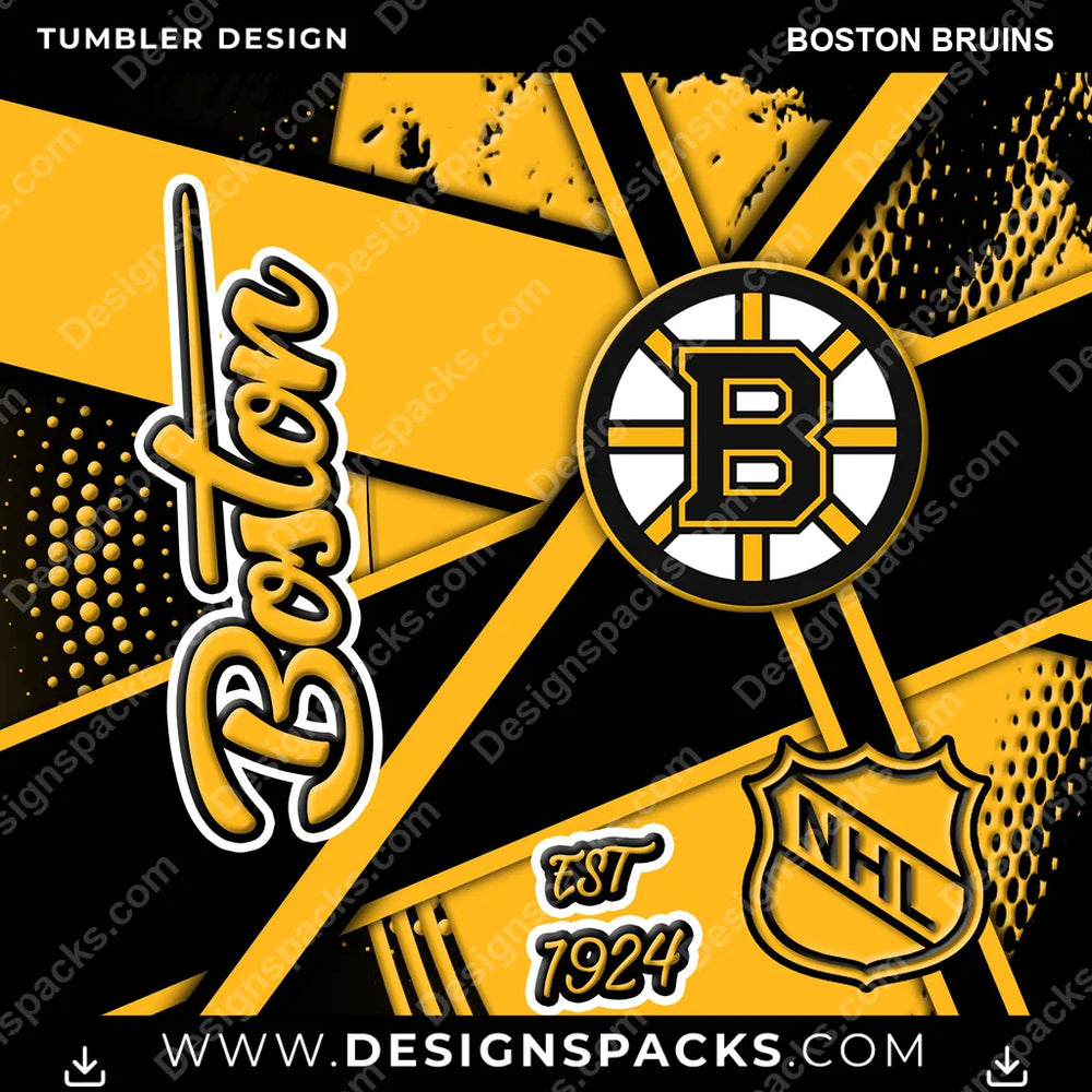 Ice Hockey Team Sport Boston Bruins NHL Hockey Tumbler Digital Wrap Design Download