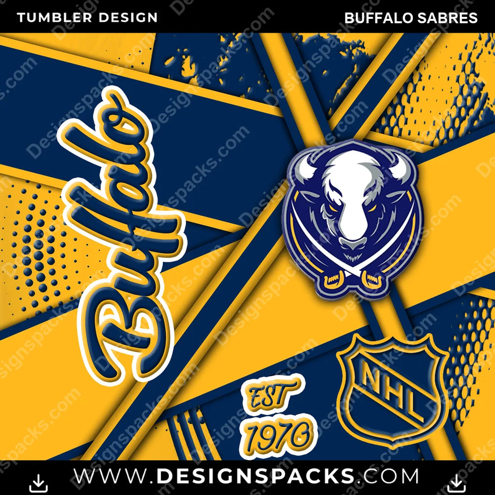 Ice Hockey Team Sport Buffalo Sabres NHL Hockey Tumbler Digital Wrap Design Download