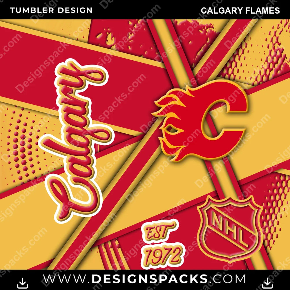 Ice Hockey Team Sport Calgary Flames NHL Hockey Tumbler Digital Wrap Design Download