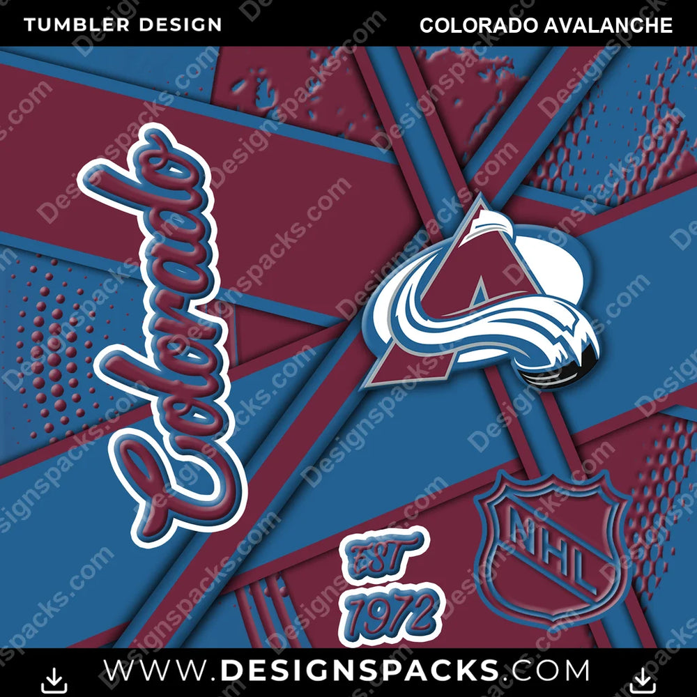 Ice Hockey Team Sport Colorado Avalanche NHL Hockey Tumbler Digital Wrap Design Download