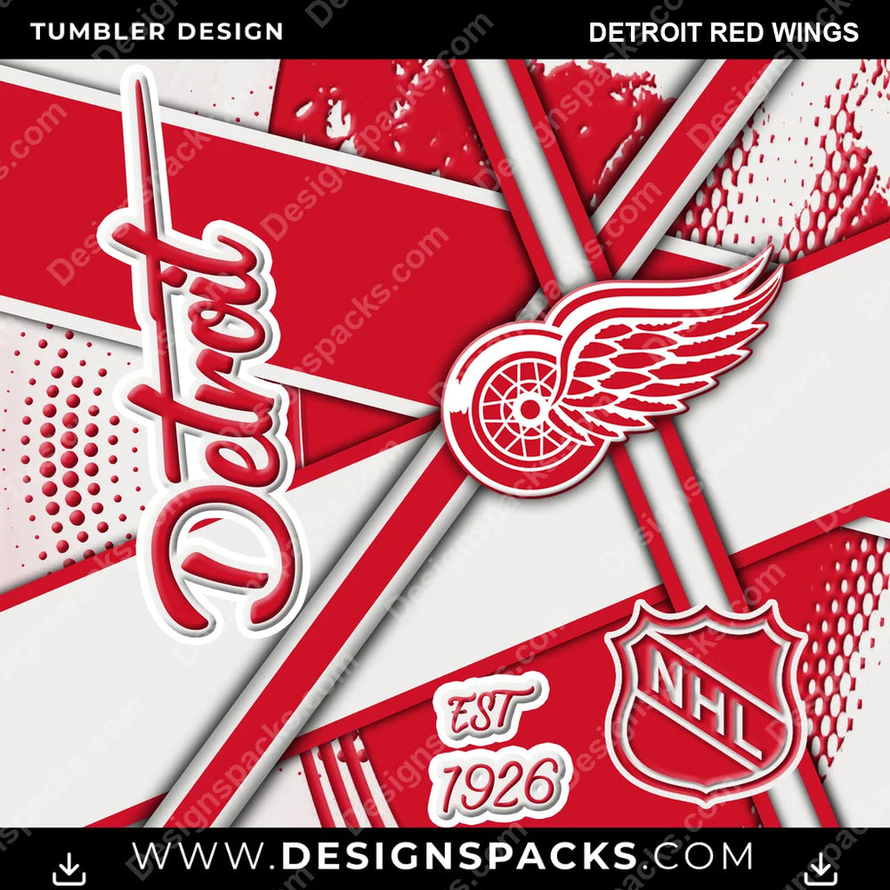 Ice Hockey Team Sport Detroit Red Wings NHL Hockey Tumbler Digital Wrap Design Download