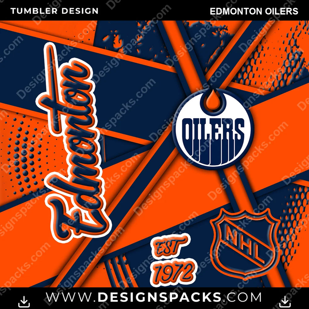 Ice Hockey Team Sport Edmonton Oilers NHL Hockey Tumbler Digital Wrap Design Download
