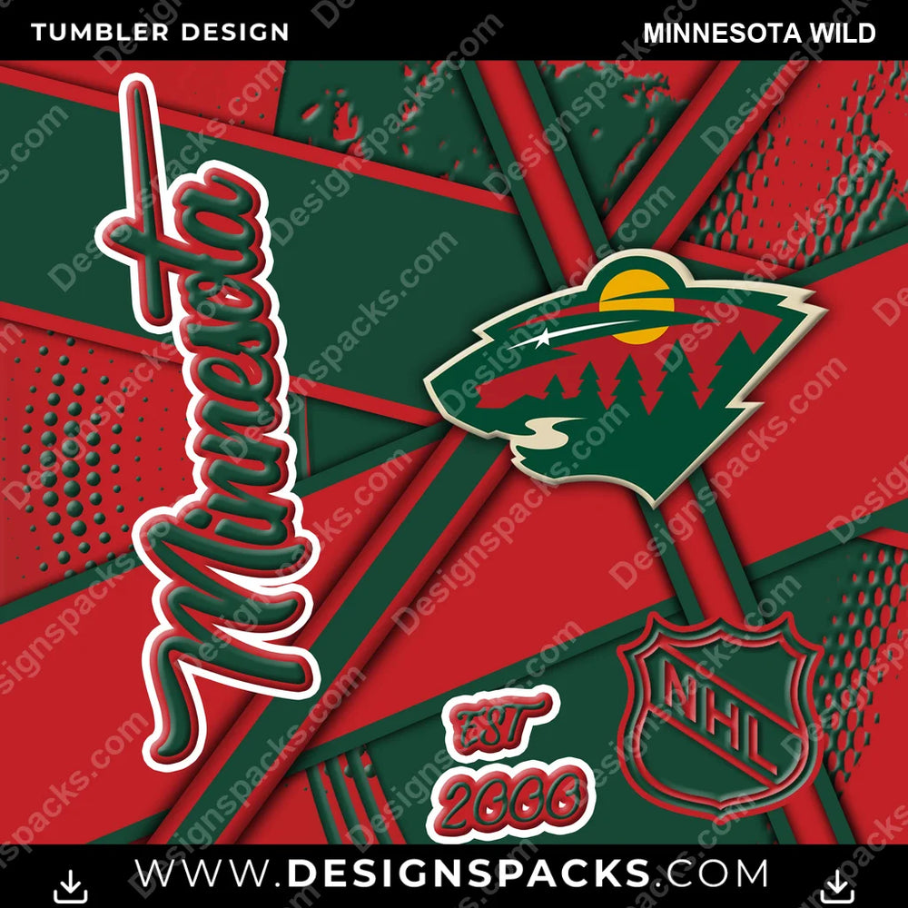 Ice Hockey Team Sport Minnesota Wild NHL Hockey Tumbler Digital Wrap Design Download