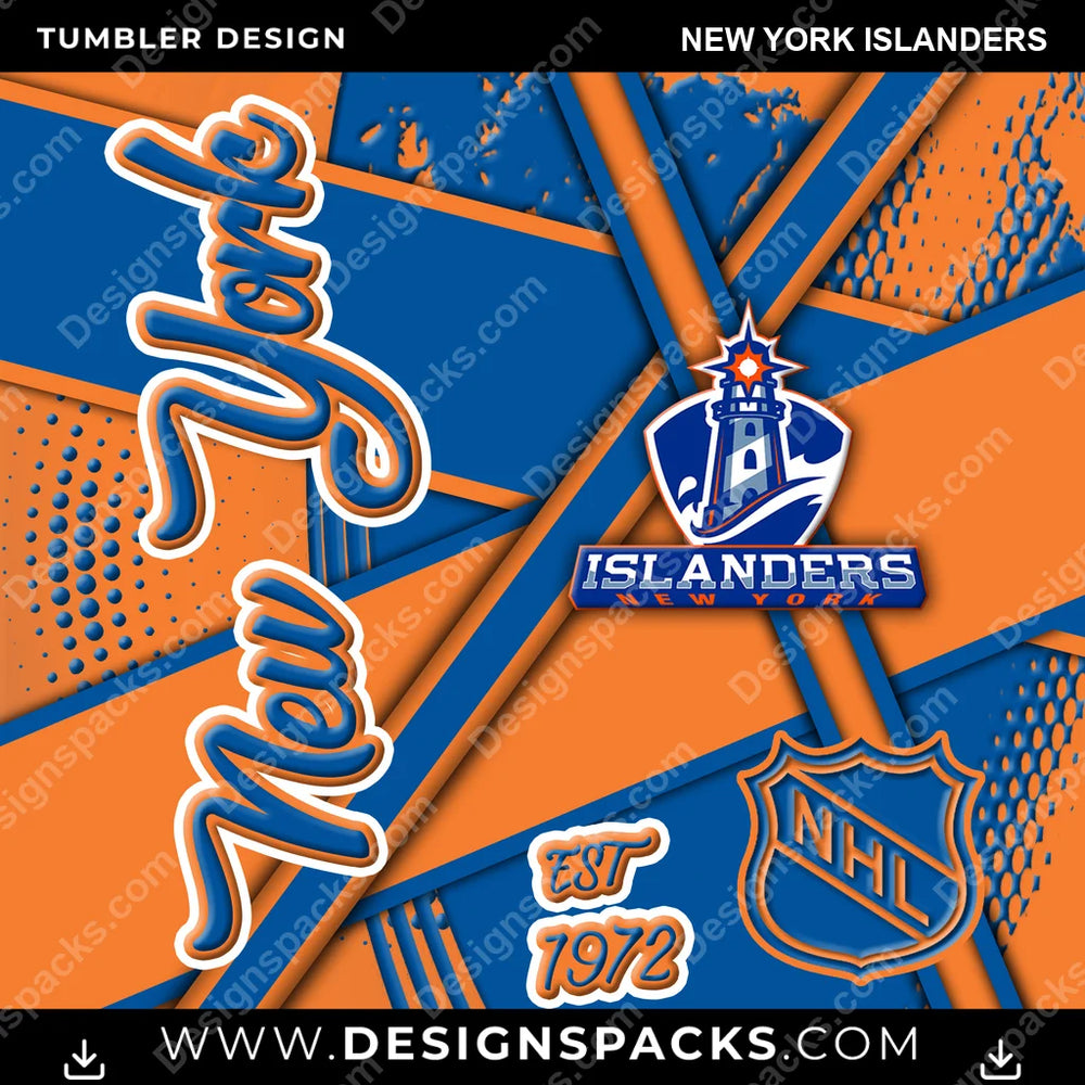 Ice Hockey Team Sport New York Islanders NHL Hockey Tumbler Digital Wrap Design Download