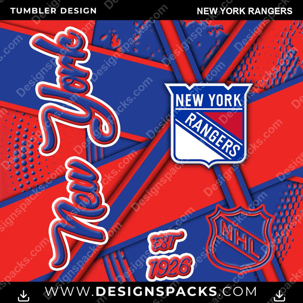 Ice Hockey Team Sport New York Rangers NHL Hockey Tumbler Digital Wrap Design Download