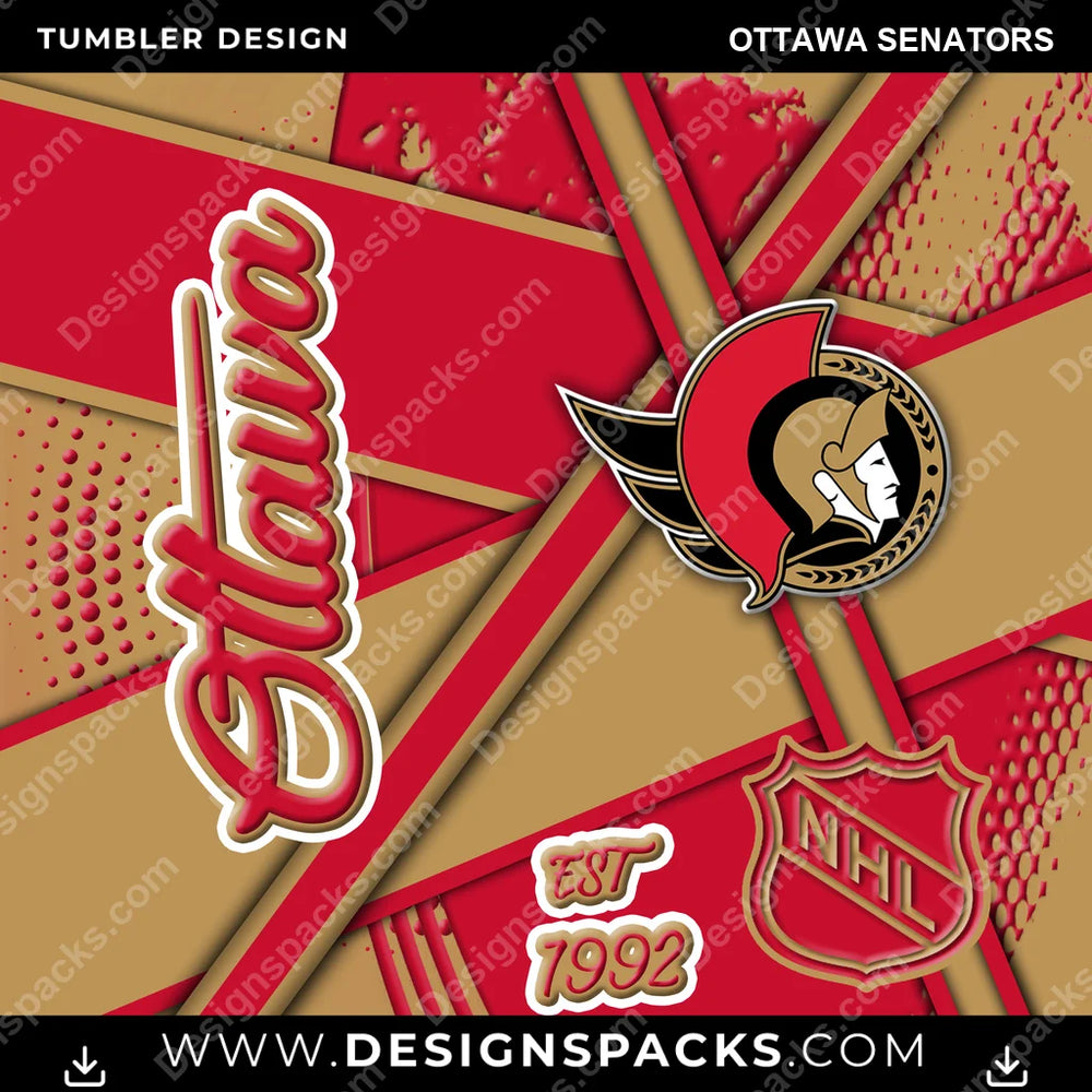 Ice Hockey Team Sport Ottawa Senators NHL Hockey Tumbler Digital Wrap Design Download