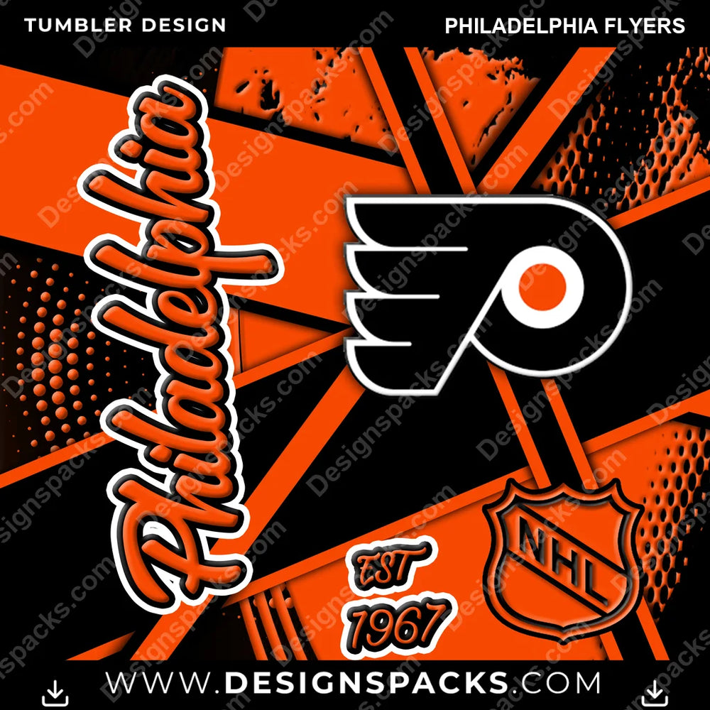 Ice Hockey Team Sport Philadelphia Flyers NHL Hockey Tumbler Digital Wrap Design Download