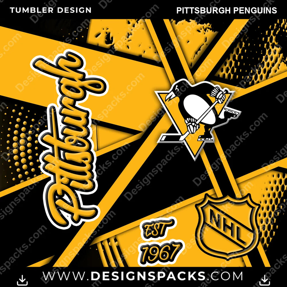 Ice Hockey Team Sport Pittsburgh Penguins NHL Hockey Tumbler Digital Wrap Design Download