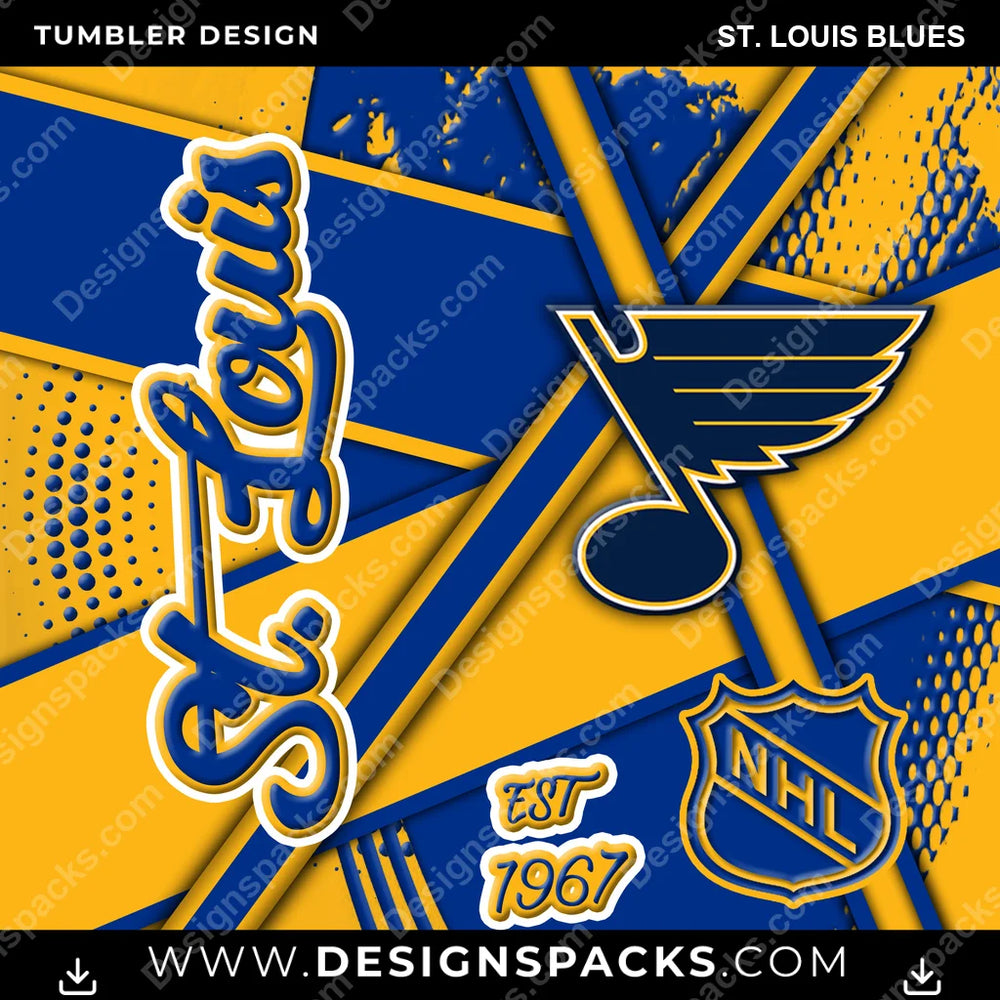 Ice Hockey Team Sport St. Louis Blues NHL Hockey Tumbler Digital Wrap Design Download