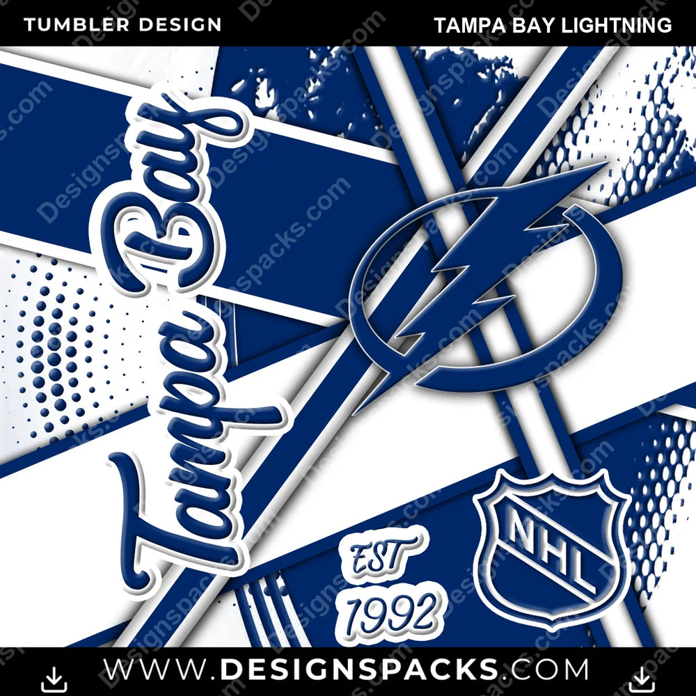 Ice Hockey Team Sport Tampa Bay Lightning NHL Hockey Tumbler Digital Wrap Design Download