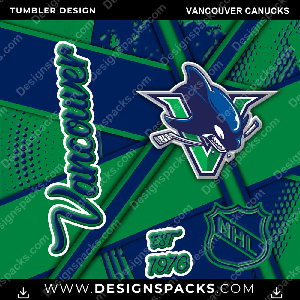 Ice Hockey Team Sport Vancouver Canucks NHL Hockey Tumbler Digital Wrap Design Download