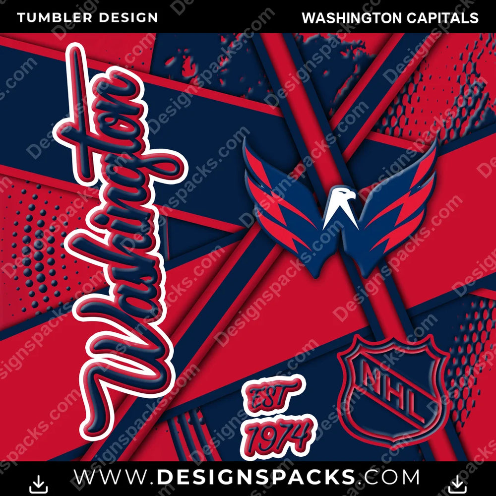 Ice Hockey Team Sport Washington Capitals NHL Hockey Tumbler Digital Wrap Design Download