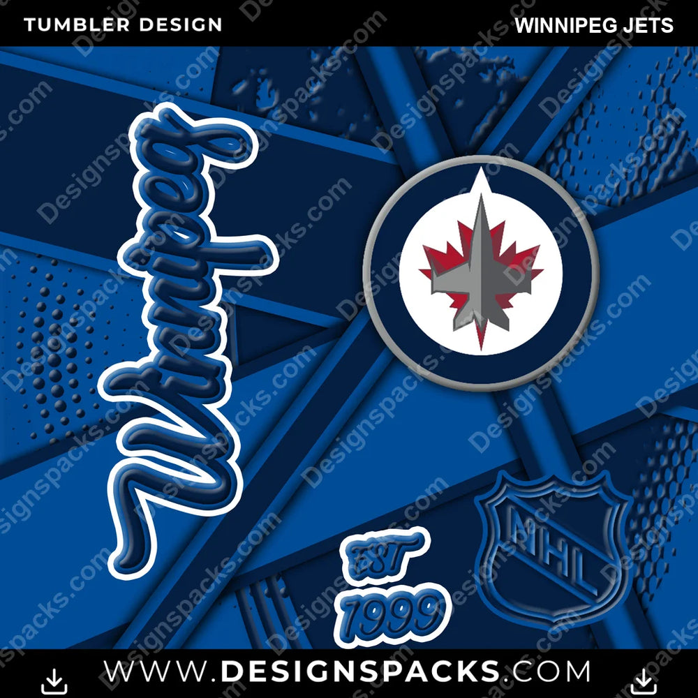 Ice Hockey Team Sport Winnipeg Jets NHL Hockey Tumbler Digital Wrap Design Download