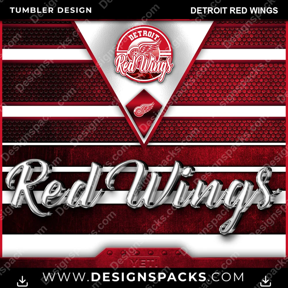 Ice Hockey YETI Detroit Red Wings NHL Hockey Tumbler Digital Wrap Design Download