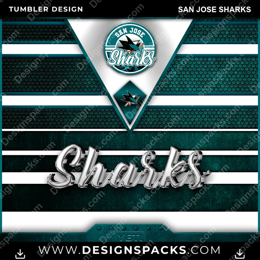 Ice Hockey YETI San Jose Sharks NHL Hockey Tumbler Digital Wrap Design Download