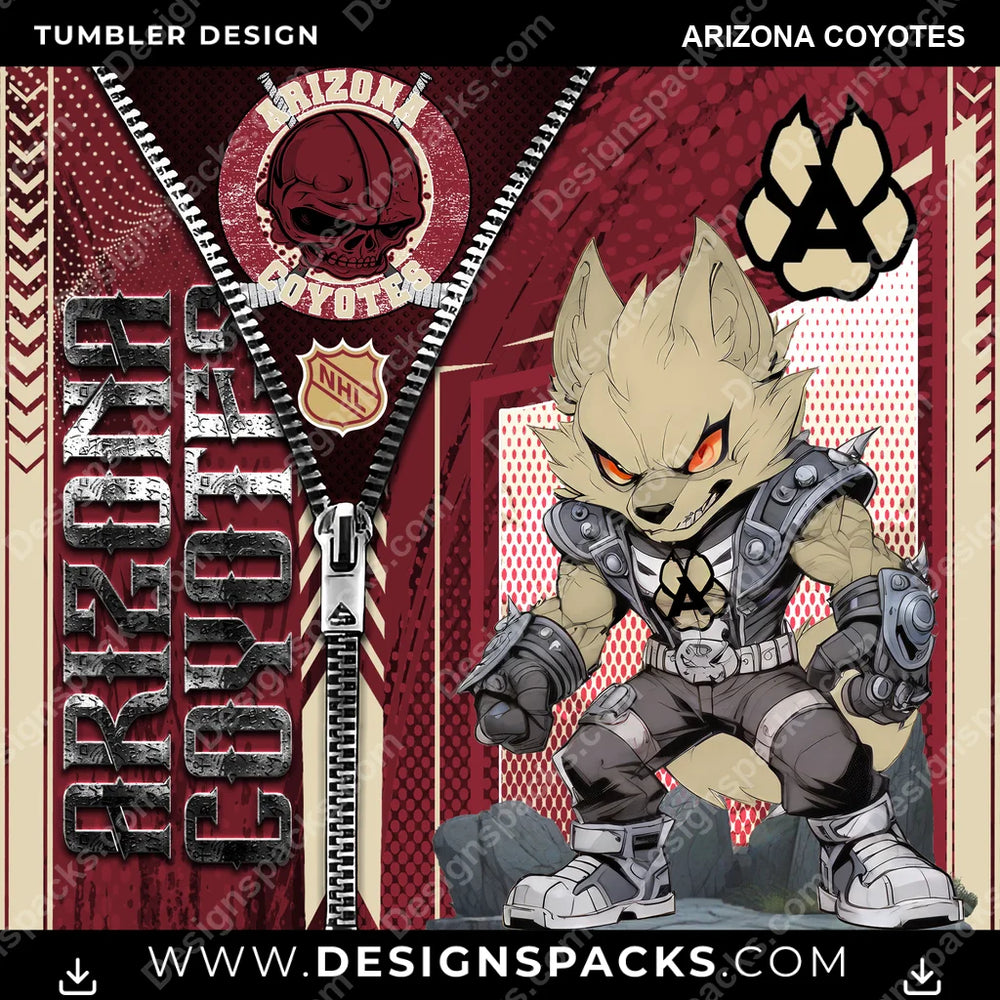 Ice Hockey Zipper Mascot Arizona Coyotes NHL Hockey Tumbler Digital Wrap Design Download