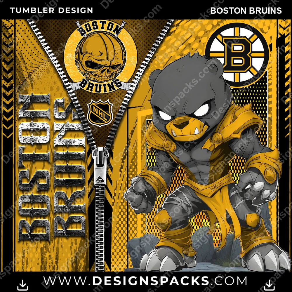 Ice Hockey Zipper Mascot Boston Bruins NHL Hockey Tumbler Digital Wrap Design Download