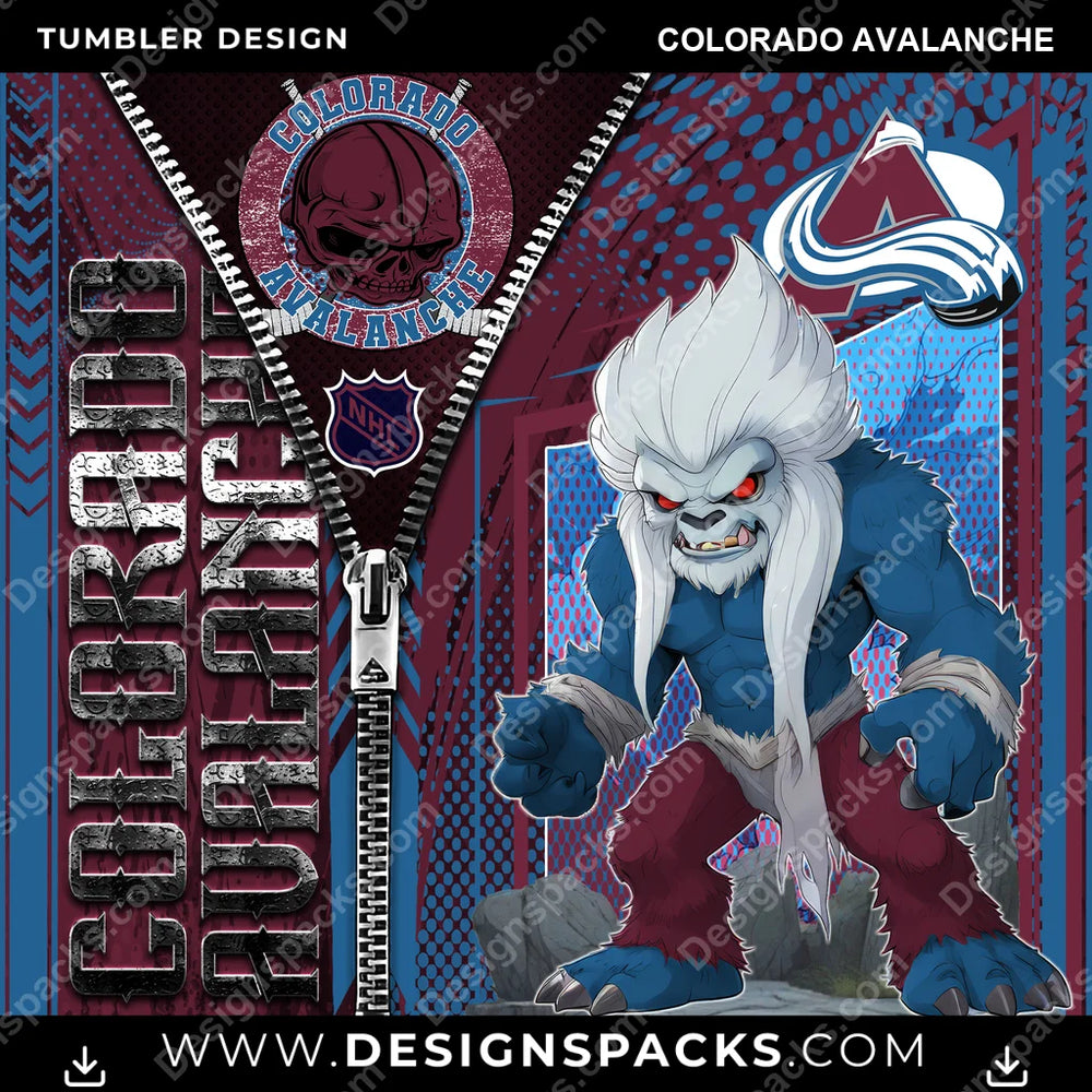 Ice Hockey Zipper Mascot Colorado Avalanche NHL Hockey Tumbler Digital Wrap Design Download