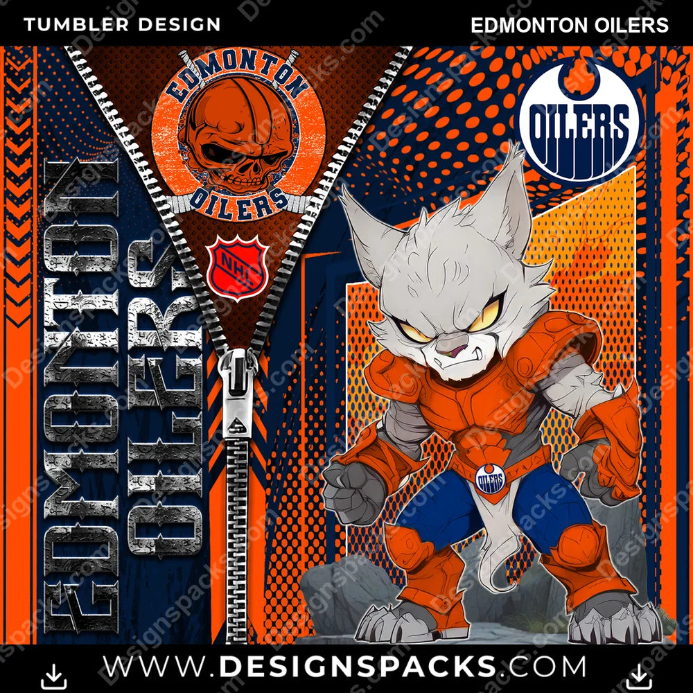 Ice Hockey Zipper Mascot Edmonton Oilers NHL Hockey Tumbler Digital Wrap Design Download