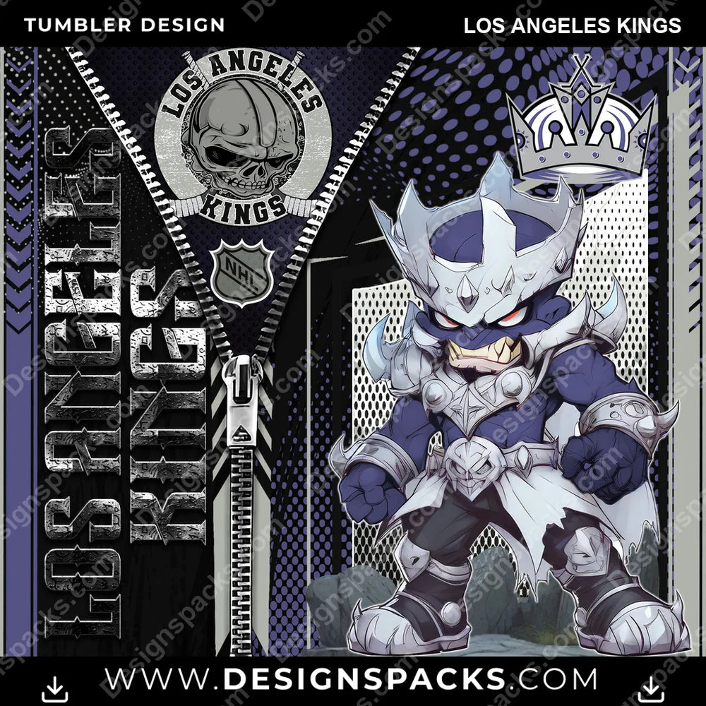 Ice Hockey Zipper Mascot Los Angeles Kings NHL Hockey Tumbler Digital Wrap Design Download