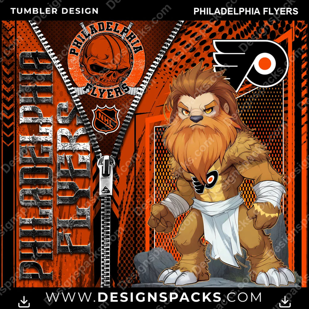 Ice Hockey Zipper Mascot Philadelphia Flyers NHL Hockey Tumbler Digital Wrap Design Download