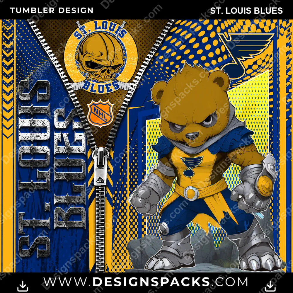 Ice Hockey Zipper Mascot St. Louis Blues NHL Hockey Tumbler Digital Wrap Design Download