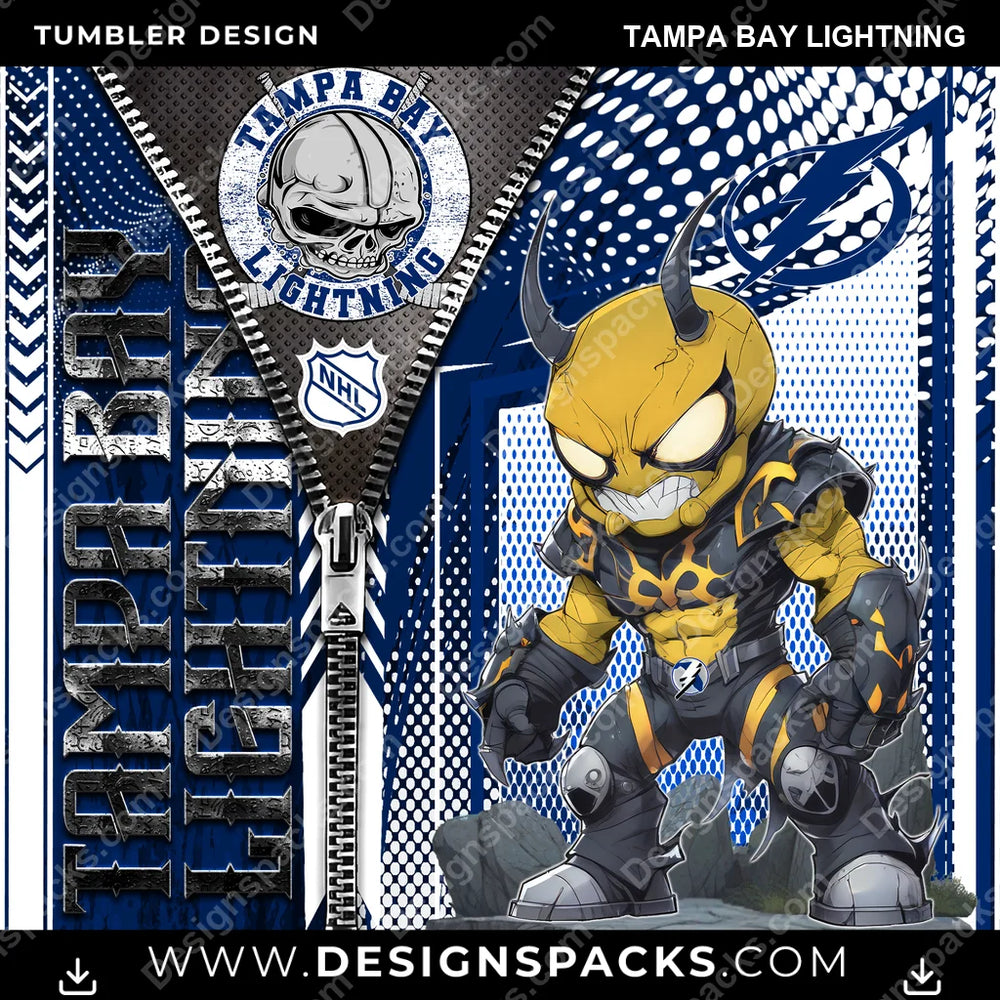 Ice Hockey Zipper Mascot Tampa Bay Lightning NHL Hockey Tumbler Digital Wrap Design Download
