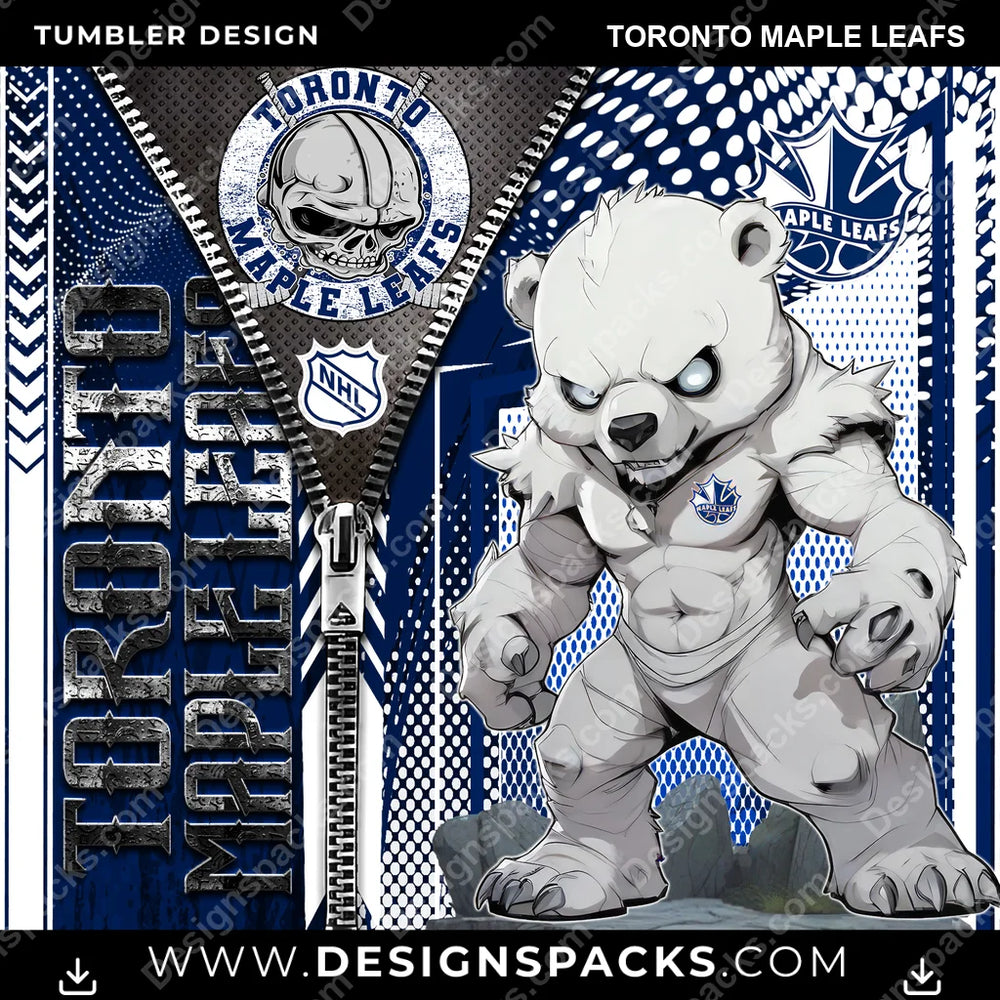 Ice Hockey Zipper Mascot Toronto Maple Leafs NHL Hockey Tumbler Digital Wrap Design Download