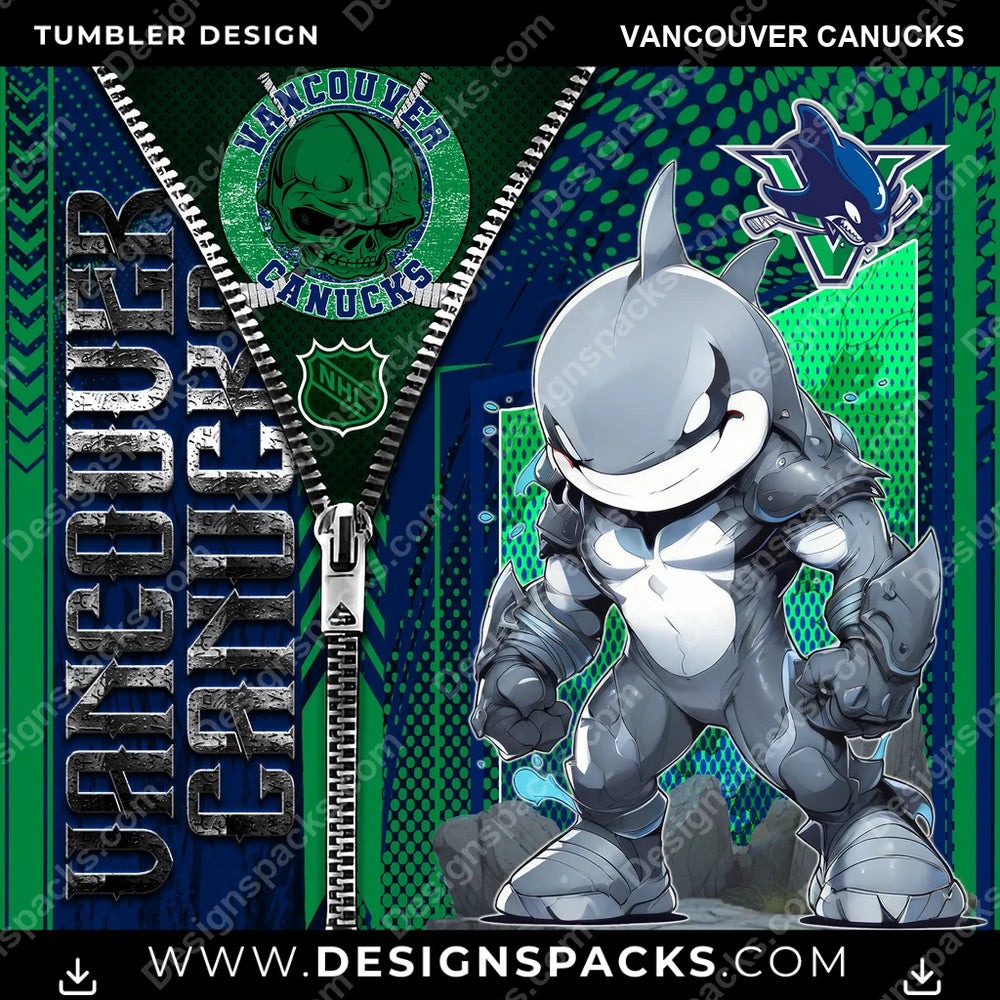 Ice Hockey Zipper Mascot Vancouver Canucks NHL Hockey Tumbler Digital Wrap Design Download