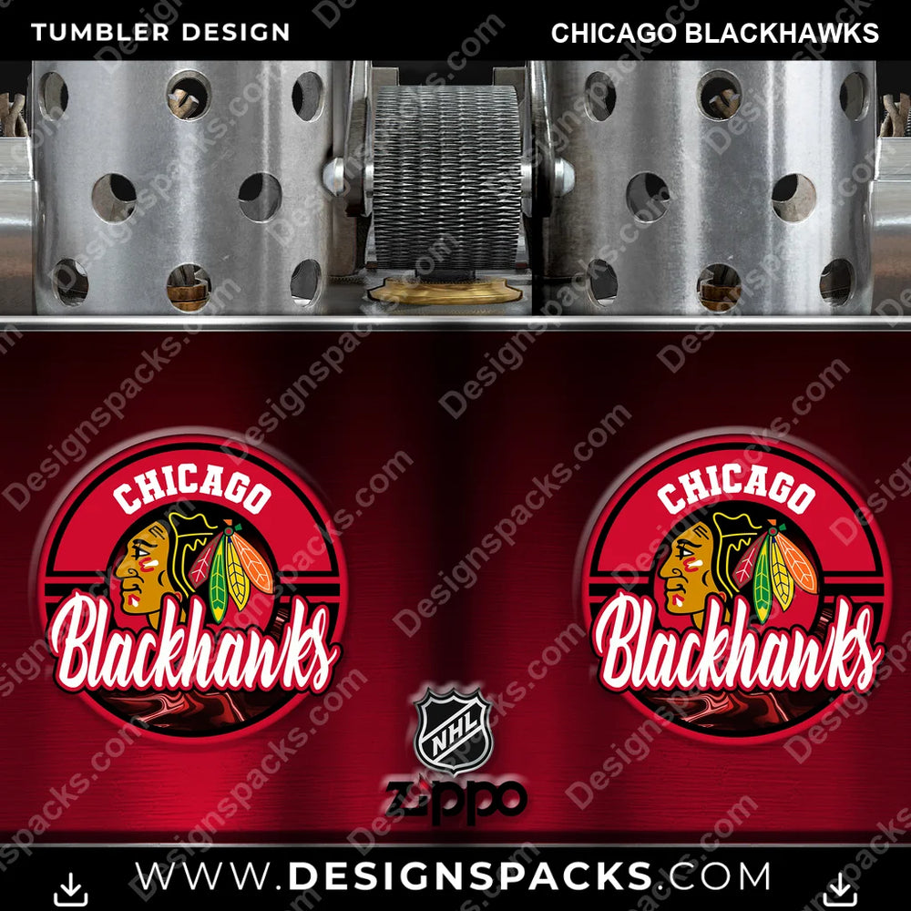Ice Hockey Zippo Lighter Chicago Blackhawks NHL Hockey Tumbler Digital Wrap Design Download