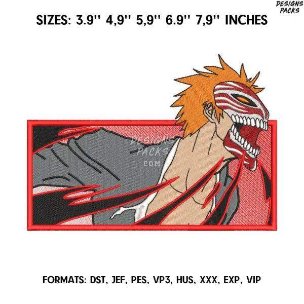 Ichigo Kurosaki Embroidery Design File/ Bleach Anime Embroidery Design/ Ichigo Hollow Machine Embroidery/ Design Pes Dst