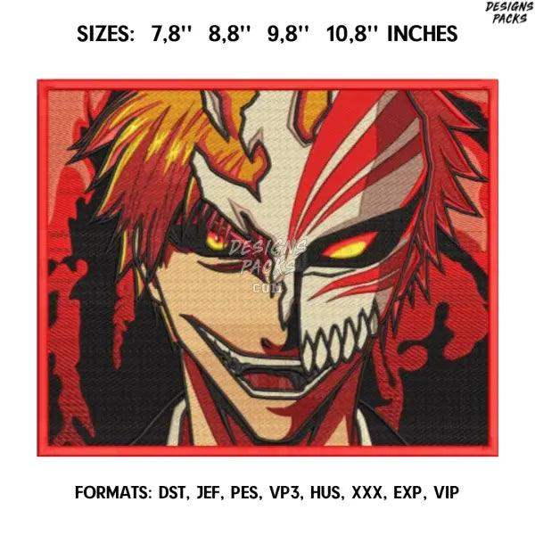 Ichigo Kurosaki Embroidery Design File/ Bleach Anime Embroidery Design/ Ichigo Hollow Machine Embroidery/ Design Pes Dst