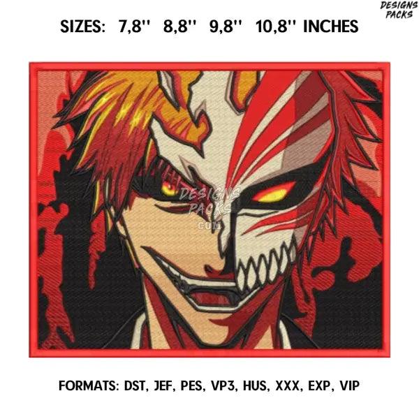 Ichigo Kurosaki Embroidery Design File/ Bleach Anime Embroidery Design/ Ichigo Hollow Machine Embroidery/ Design Pes Dst