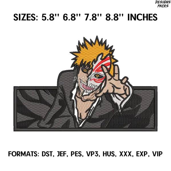 Ichigo Kurosaki Hollow Embroidery Design File, Bleach Anime Embroidery Design, Machine Embroidery, Anime Pes Design