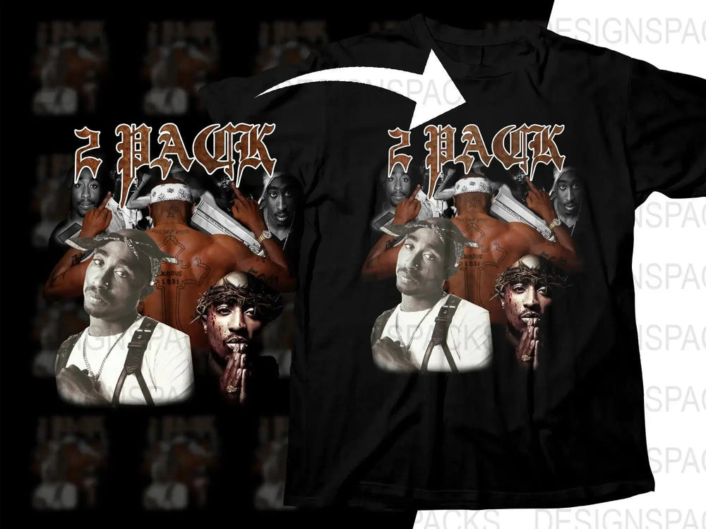 Iconic 2Pac Shakur Graphic Bootleg Music Png Digital Download