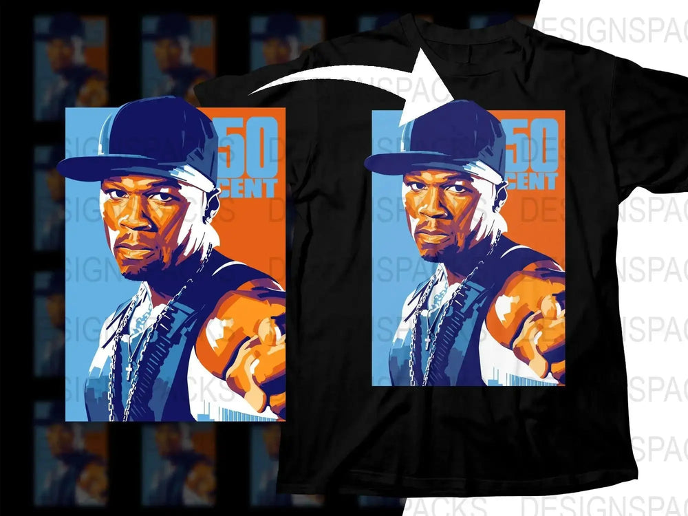 Iconic 50 Cent Graphic Print Hip Hop Legend Png Digital Download