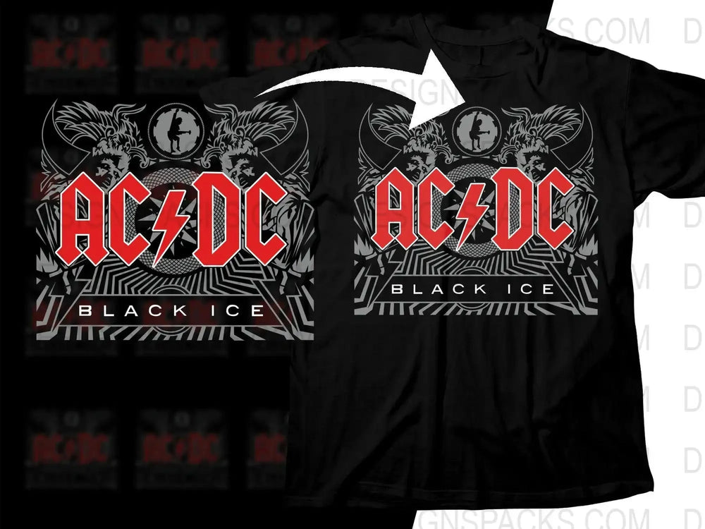 Iconic AC/DC Lightning Bolt Logo Rock Png Halftone Digital Download