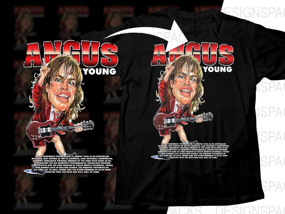 Iconic Angus Young Caricature Cartoon Rock Legend Png Digital Download