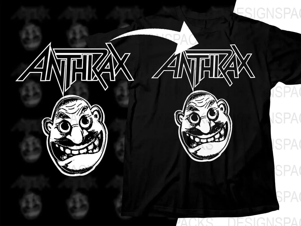 Iconic Anthrax Logo With Cartoon Face Rock Band Png Design Digital Download