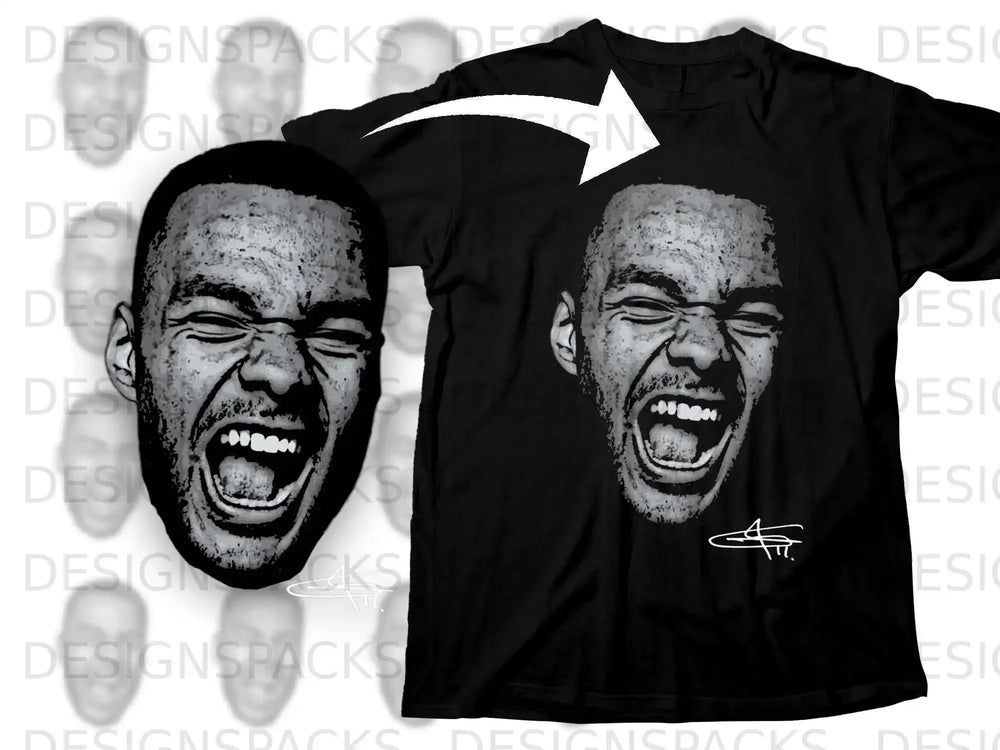 Expressive Shouting Face Graphic T-Shirt