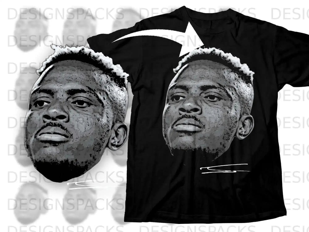 Graphic Black T-shirt with Large Face Print Design