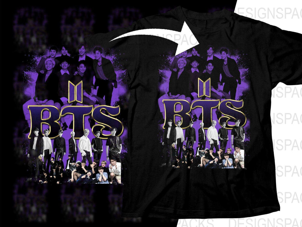 Iconic BTS Group Photo Music Band Artistic Halftone Png Digital Download