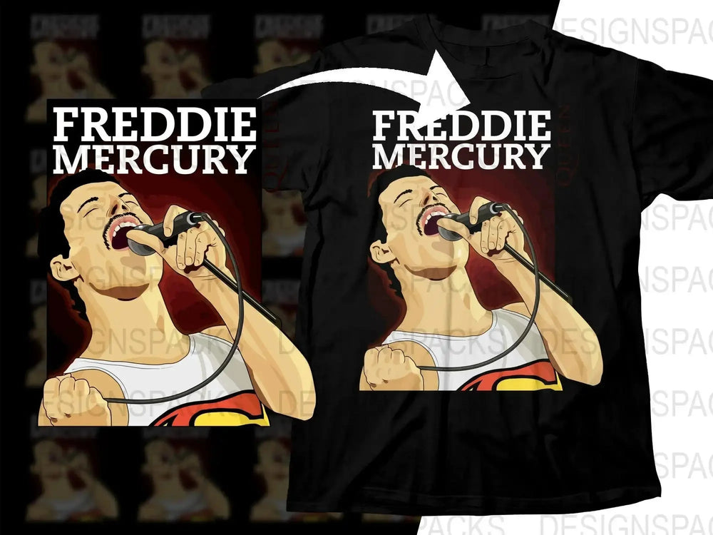 Iconic Freddie Mercury Queen Rock Band Graphic Png Design Digital Download