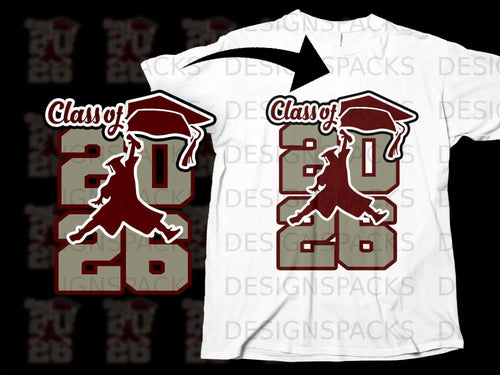 Class of 2026 graduation graphic with graduation cap and silhouette.
