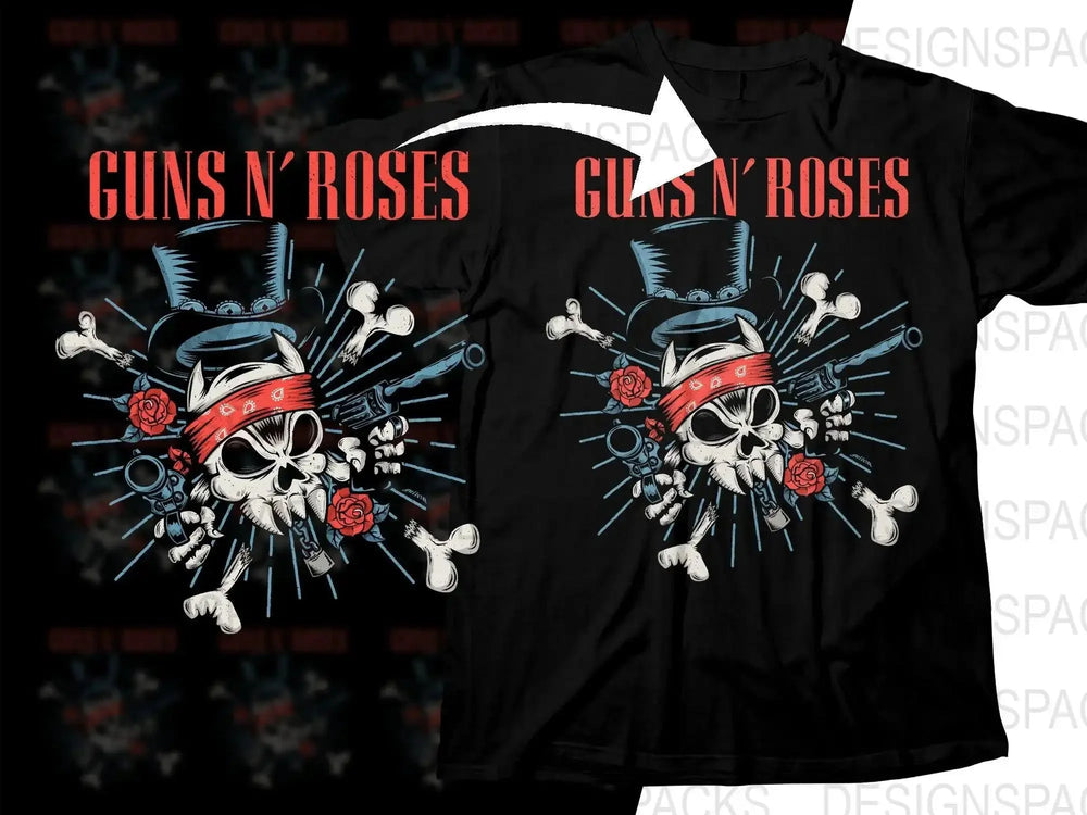 Iconic Guns N' Roses Rock Music Illustrated Graphic Png Halftone Digital Download