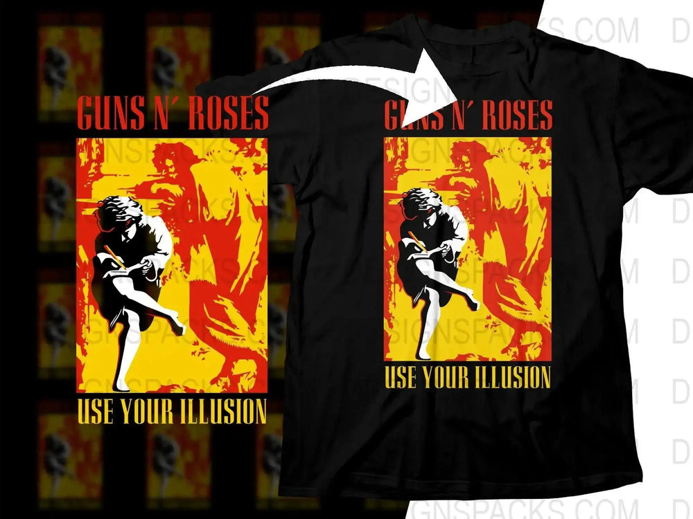 Iconic Guns N' Roses Use Your Illusion Album Art Png Halftone Digital Download