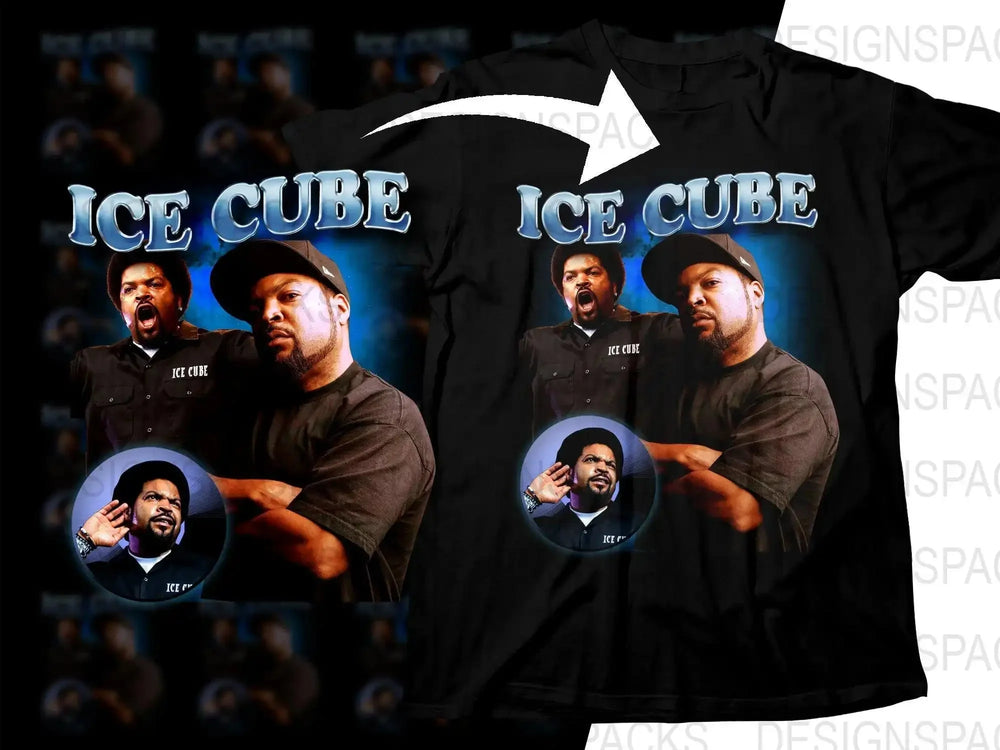 Iconic Ice Cube Graphic Art on Black Png Digital Download
